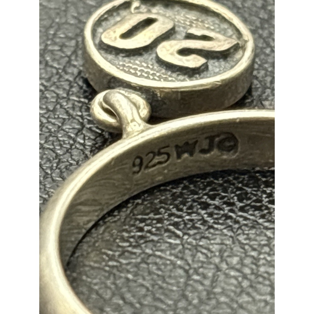 Vintage Sterling Silver Twenty "20" Dangle Charm Ring Size 7.25 H4 - Picture 10 of 11